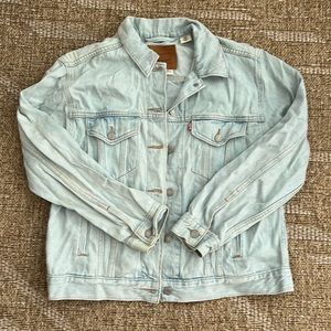 levi's premium button up jean jacket size large